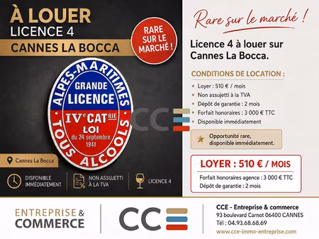 location commerce à cannes (06150)