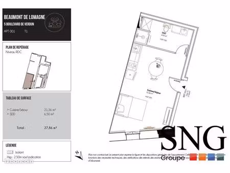 appartement 1 pièce 28 m²