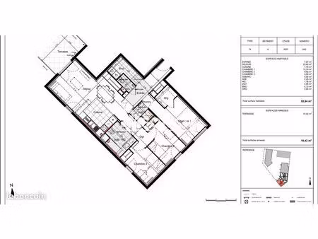 appartement 4 pièces 93.94m² à louer 1244.05 - evry 91000