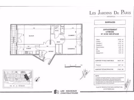 appartement 3 pièce(s) 67 m2