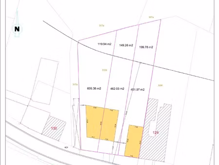 projectgrond voor drie half open bebouwingen
