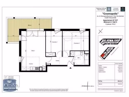 location appartement 3 pièces 55m² toulouse 31200