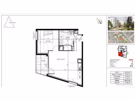 appartement 2 pièces 42 m²