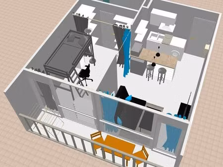t1bis/25m2/meublé/équipé/balcon/parking