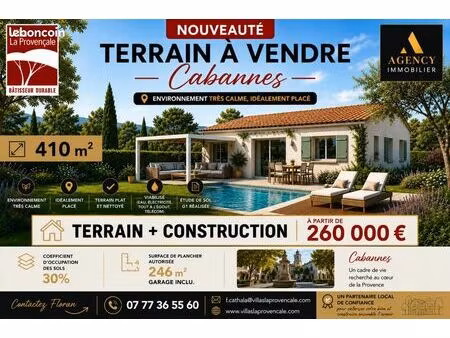 terrain 410 m² cabannes