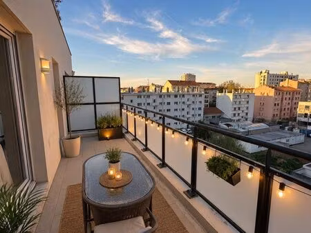 villeurbanne gratte-ciel – t3 de 67 m² avec balcon de 12 m² sans vis-à-vis et garage en op