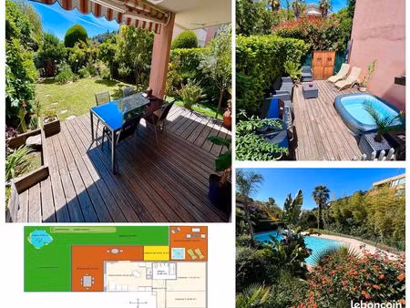 appartement 3 pièces 55 m2 environ avec grand jardin 160 m2  spa et garage + piscine dans 