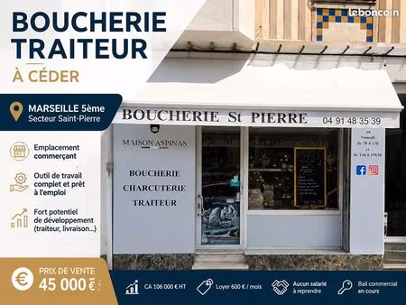 boucherie  fonds de commerce  traiteur 50 m² marseille