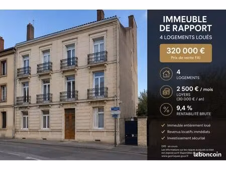 immeuble de rapport - 4 logements - rentabilité ≈ 10%