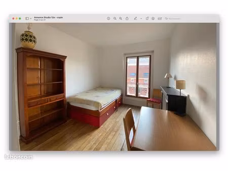 studio confort idéal étudiant 15m2 + toilettes