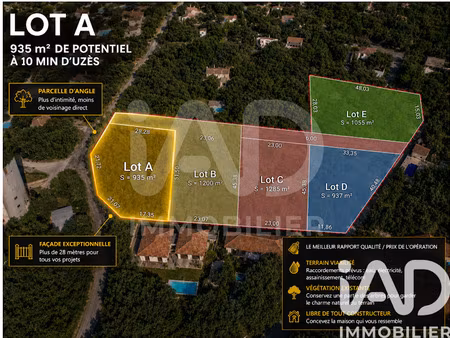 vente terrain 935 m² à saint-siffret (30700)  170 000 €
