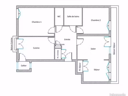 t3 76 m² 2 chambres avec balcon et cave