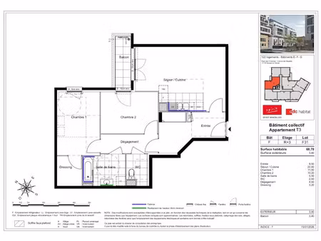 location appartement 3 pièces 69 m² à savigny-le-temple (77176)  1 063 €