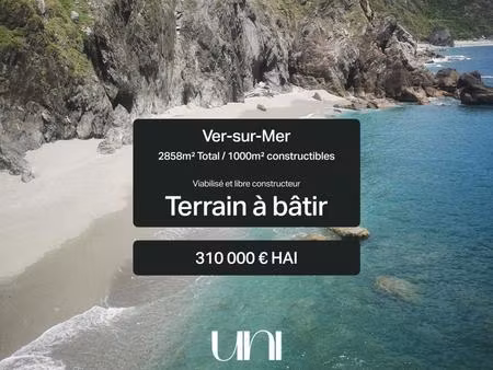 terrain de 2800 m2 dont 1000 constructibles - ver sur mer