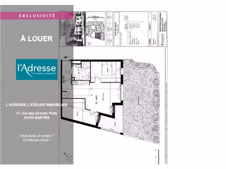 location appartement 3 pièces  58.82m²  nantes