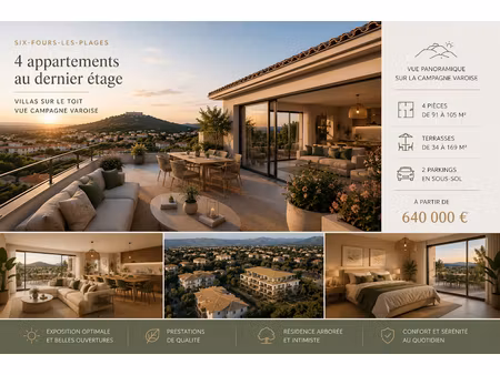 vente appartement 4 pièces 105 m² à six-fours-les-plages (83140)  620 000 €