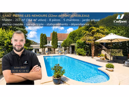 maison familiale avec piscine et parc paysagé à saint-pierre-lès-nemours (22mn de fontaine