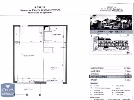 appartement à louer 2 pièces 48.14 m² - tours (37) - 655€