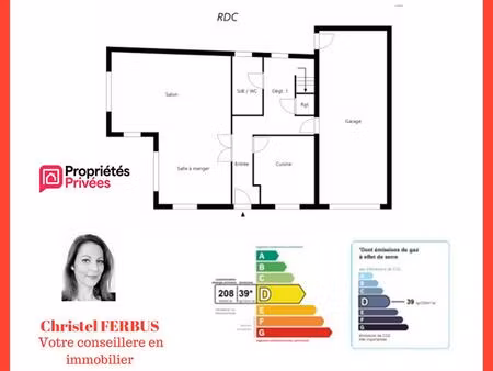 93190 livry-gargan - maison 6 pieces 138.67 m² - 4 chambres - 1 bureau - jardin - double g