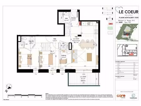 à vendre : appartement 3 pièces et un balcon vue montagne à la plagne tarentaise