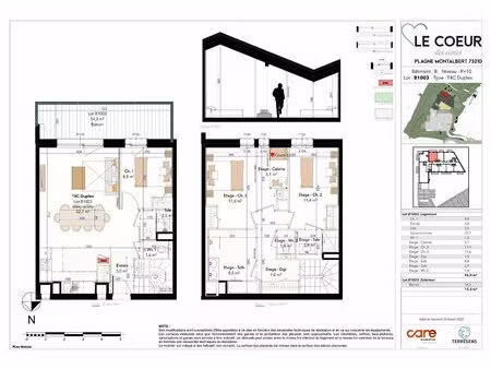 à vendre : appartement 4 pièces duplex + cabine avec vue montagne à la plagne tarentaise