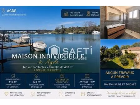 agde – maison 143 m² avec ascenseur  possibilité 2 logements indépendants  aucun travaux