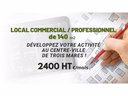 à louer – local professionnel ou commercial de 140 m² à trois mares