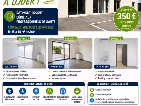 3 bureaux médicaux / paramédicaux à louer – pamiers – 350 ttc