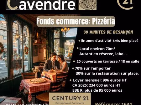 pizzéria  restaurant 74 m² besancon