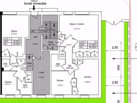 t3 de 57 m² avec parking  cave et jardin privatif