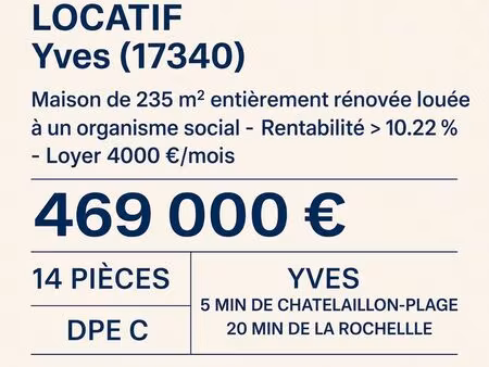 investissement locatif : maison 235 m² entièrement rénovée – rentabilité>10.22% - proche l