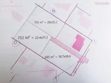 terrain 702 m² villeneuve tolosane