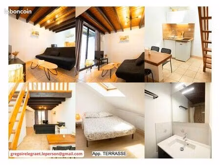 t1 bis de 27 m²  entièrement meublé et équipé