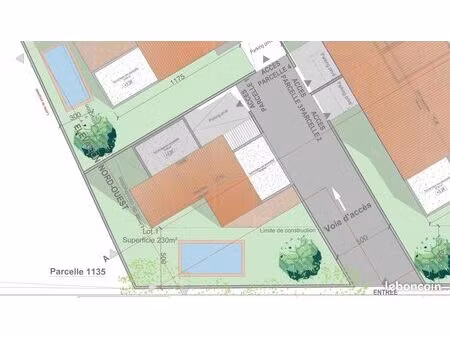 terrain viabilisé 230 m² + permis accordé + fondations réalisées – paulhan