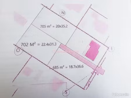 terrain 685 m² villeneuve tolosane
