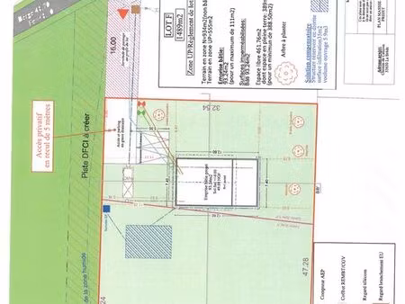 terrain constructible avec permis de construire accepté à la brede