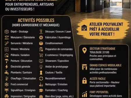 à vendre – fonds de commerce / local d’activité polyvalent – toulouse 31100