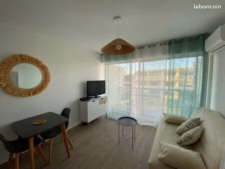 bail etudiant carnon - studio rés. 1ère ligne- terrasse -wifi
