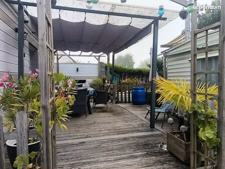 terrain avec maison et mobil-home 800m plage