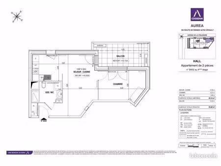 appartement 2 pièces 45 m²