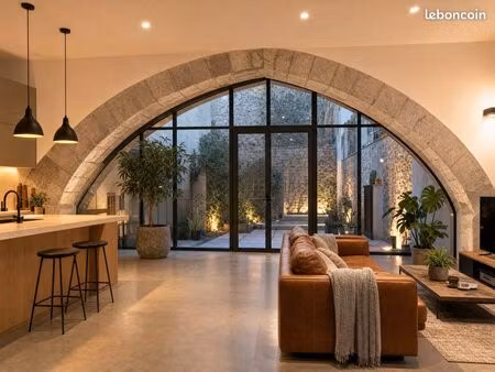 loft 55 m² — arche en pierre  verrière atelier — centre historique clermont —
