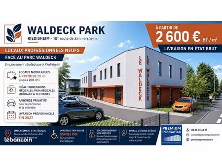 riedisheim – locaux professionnels neufs modulables face au parc waldeck