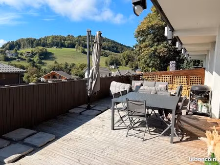 t4 lumineux 81m² + terrasse 50m² vue dégagée montagnes - entrée privative - bogève centre