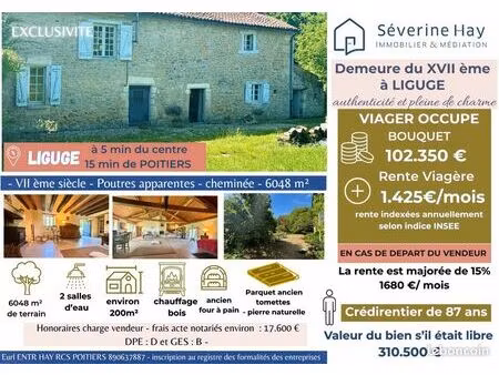 ligugé (86) – demeure xviie siècle  200 m²  parc 6 048 m²