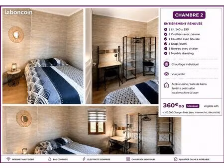 location chambre étudiant. quartier très calme