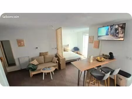 grand studio tout équipé + parking + terrasse