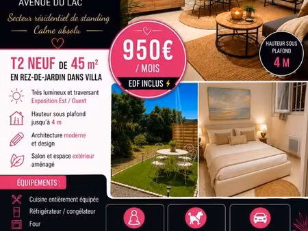 t2 meublé rdj villa