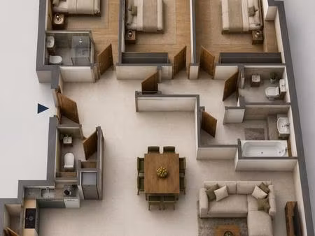 t5 avec terrasse de 55m²