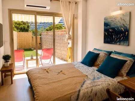 à partir de mi sept : meublé studio rdj marina : entre antibes et nice