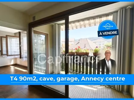 appartement t4 de 90 m²  2ᵉ étage avec balcon  cave  garage en sus  annecy centre (74)